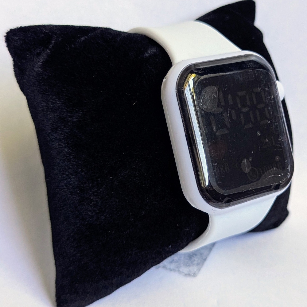 Sleek White and Black Digital watch (no smartwatch) with Square Face